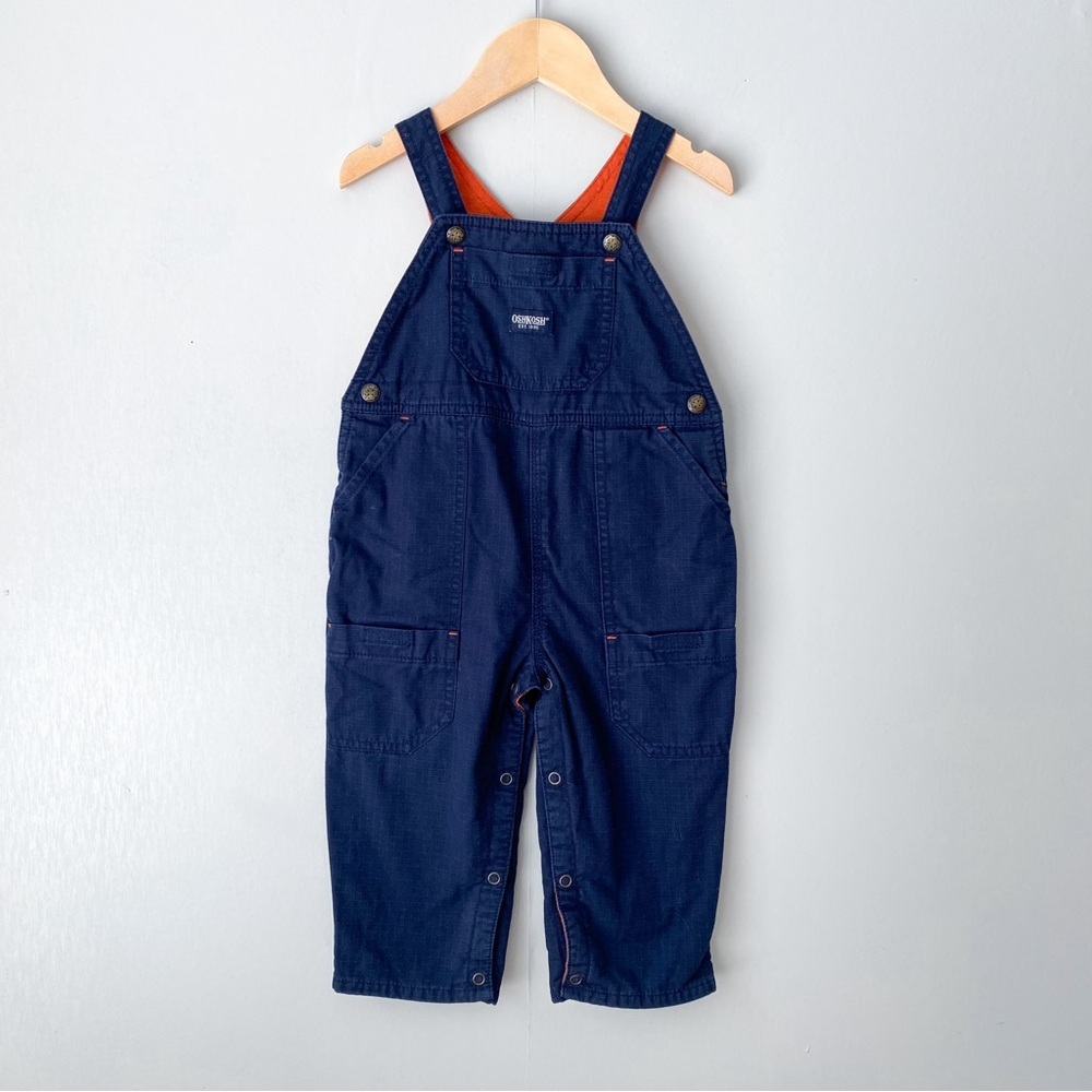 Y2K OshKosh B'Gosh Flannel Lined Navy Blue Overalls 18M